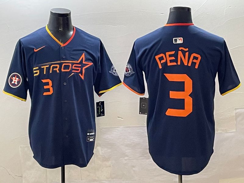 Men Houston Astros 3 Pena Drak Blue Three generations Joint Name 2025 Nike MLB Jersey style 7